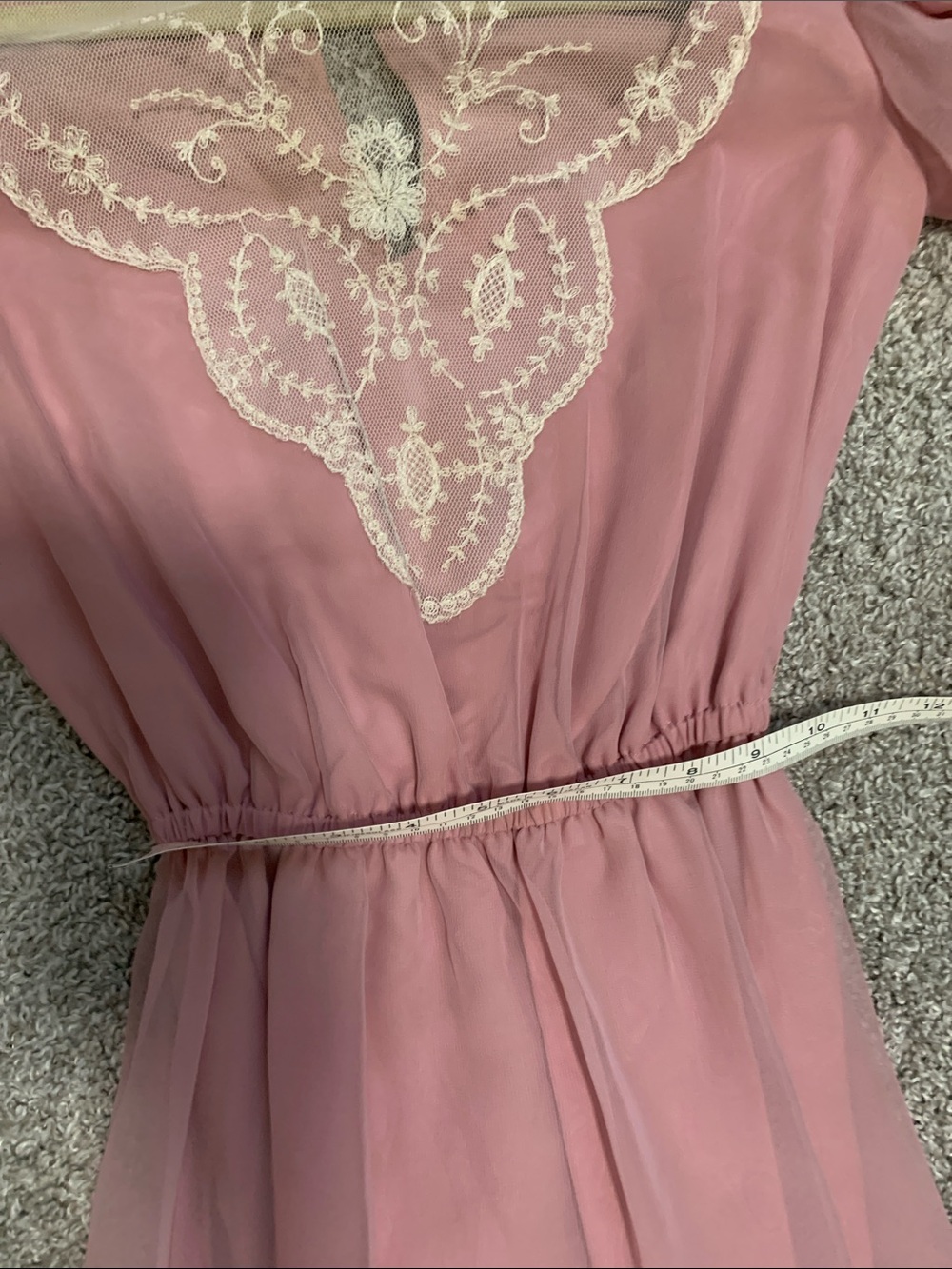 Vintage-Inspired Pink Lace Trim Victorian Maxi Dress - Picture 8 of 8